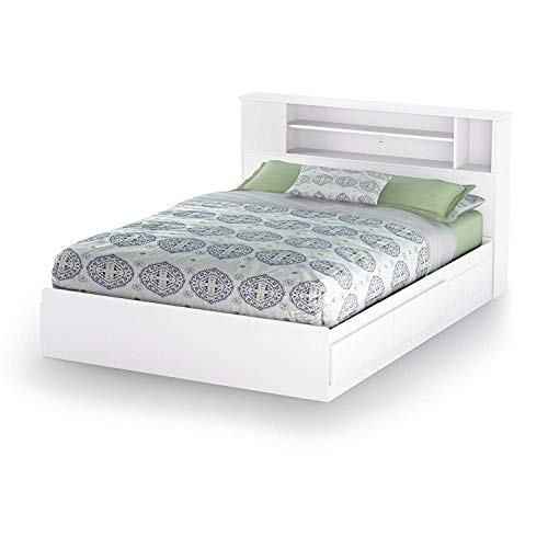 South Shore Vito Mates Bed with 2 Drawers, Queen 60-inch, Pure White