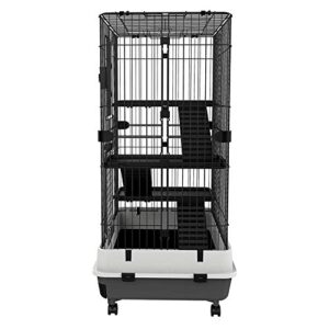 Large 4-Floor Indoor Small Animal Pet Habitat Cage Playpen Guinea Pig Ferret Chinchilla Rabbit Bunny Cat Kitten with Solid Platforms, Ramps, Leakproof Litter Tray, 3 Large Access Doors, Casters