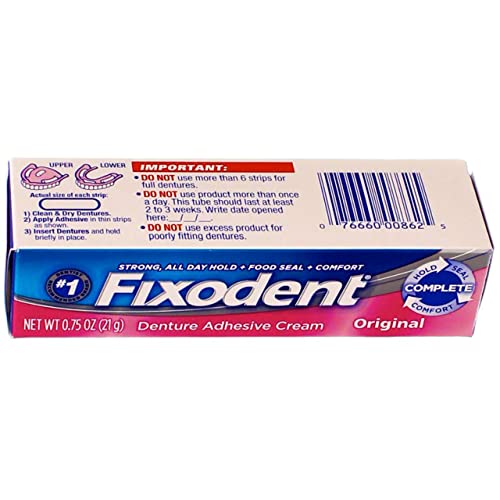 Fixodent Denture Adhesive Cream Original 0.75 oz (Pack of 3)