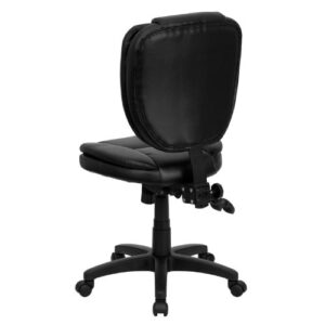 Flash Furniture Caroline Mid-Back Black LeatherSoft Multifunction Swivel Ergonomic Task Office Chair with Pillow Top Cushioning