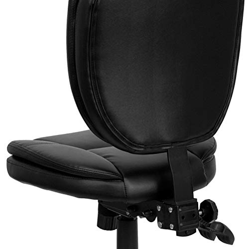 Flash Furniture Caroline Mid-Back Black LeatherSoft Multifunction Swivel Ergonomic Task Office Chair with Pillow Top Cushioning