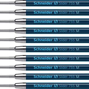 Schneider Slider 755 Medium Ballpoint Pen Refill, 1.0mm, Blue Ink, Box of 10 (175603)