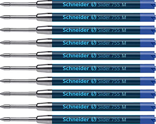 Schneider Slider 755 Medium Ballpoint Pen Refill, 1.0mm, Blue Ink, Box of 10 (175603)