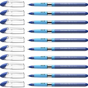 schneider slider basic m (medium) ballpoint pen, 1.0 mm, transparent barrel, blue ink, box of 10 pens (151103)