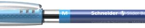 Schneider Slider Basic M (Medium) Ballpoint Pen, 1.0 mm, Transparent Barrel, Blue Ink, Box of 10 Pens (151103)