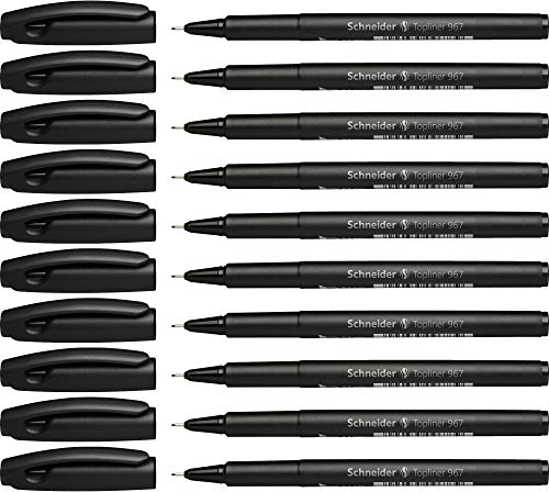 Schneider Topliner 967 Fineliner 0.4mm, Box of 10, Black (9671)