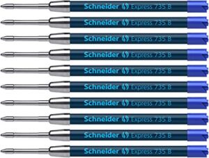 schneider express 735 bold 1.2mm ballpoint refill, box of 10, blue (7373)