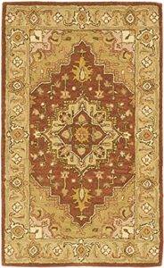 safavieh heritage collection 2' x 3' rust / gold hg345a handmade traditional oriental premium wool accent rug