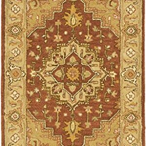 SAFAVIEH Heritage Collection 2' x 3' Rust / Gold HG345A Handmade Traditional Oriental Premium Wool Accent Rug