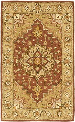 SAFAVIEH Heritage Collection 2' x 3' Rust / Gold HG345A Handmade Traditional Oriental Premium Wool Accent Rug