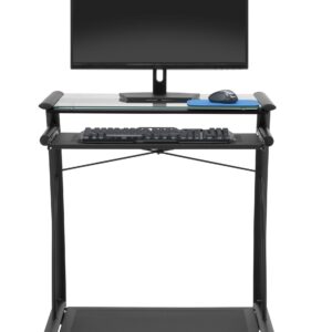 Calico Designs 50100 L-Shaped Computer Cart with Clear Glass, Black