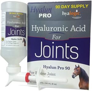 hyalogic hyaluronic acid for horses 90 day supply - 9oz - easy oral tip dispenser - liquid ha supplement for equine joints and cartilage support - hyalun pro - 9 oz / 296ml