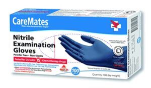 caremates nitrile medical exam gloves, latex free rubber, powder free, extra strong, 4 mil thick, certified for home infusion, first aid, food safe, cleaning gloves, large, 100-count