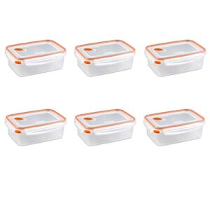 sterilite 0 ultra seal 8.3 cup food storage container, clear lid and base with tangerine accents, 6-pack,orange