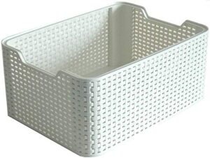 curver style small rectangular storage basket, vintage white, 6 litre