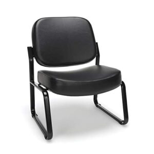 ofm big & tall armless guest and reception chair, black