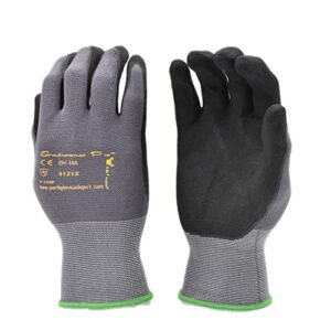 g & f products 1529xl-dz knit work gloves, textured rubber latex coated for construction, black, xlarge,gray