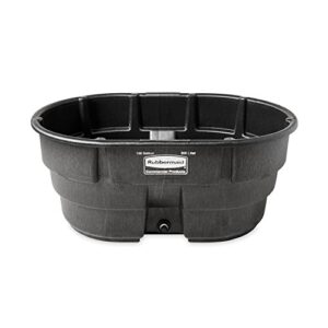 rubbermaid commercial products stock tank, 150-gallons, structural foam, heavy duty black container for use with animal/cattle feed and water, outdoor homemade pool/hot tub/bathtub and pet cleaning
