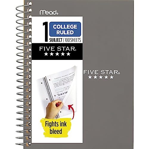 Five Star Personal Spiral Notebook, 1 Subject, College Ruled Paper, 7" x 4-3/8", Small Size, 100 Sheets, Color Will Vary (45484)