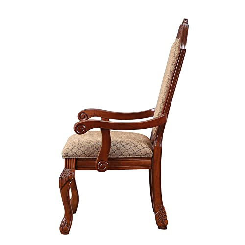 ACME Chateau De Ville Arm Chair (Set-2) - 04078 - Fabric & Cherry