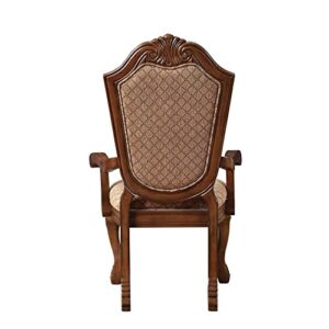 ACME Chateau De Ville Arm Chair (Set-2) - 04078 - Fabric & Cherry