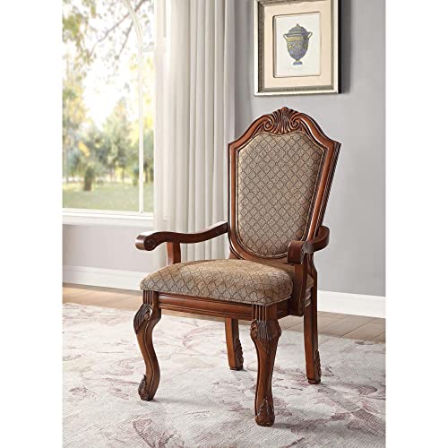 ACME Chateau De Ville Arm Chair (Set-2) - 04078 - Fabric & Cherry