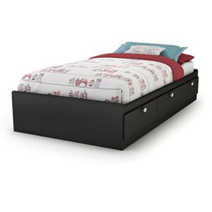 south shore spark mates bed with drawers, twin, pure black