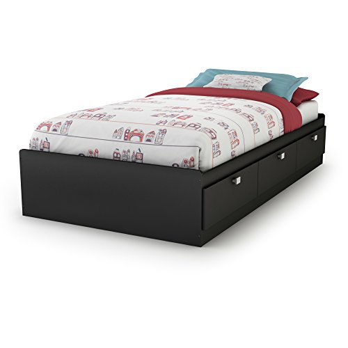 South Shore Spark Mates Bed with Drawers, Twin, Pure Black