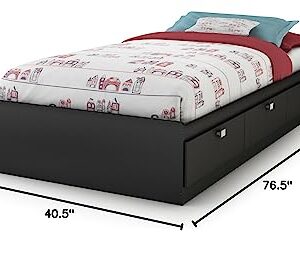 South Shore Spark Mates Bed with Drawers, Twin, Pure Black