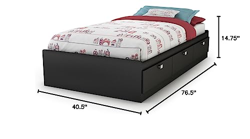 South Shore Spark Mates Bed with Drawers, Twin, Pure Black