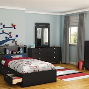 South Shore Spark Mates Bed with Drawers, Twin, Pure Black