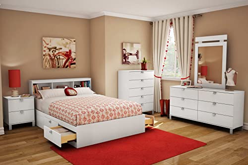 South Shore Spark Bookcase Headboard, Full, Pure White