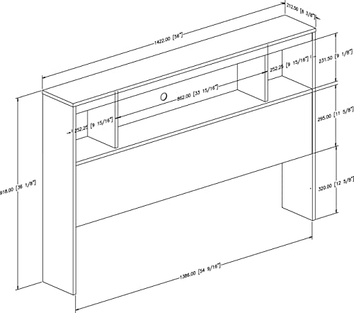 South Shore Spark Bookcase Headboard, Full, Pure White