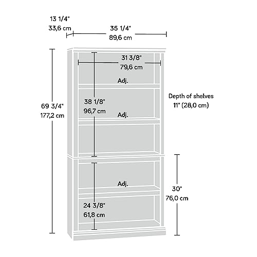 Sauder 5 Shelf Split Bookcase, Jamocha Wood finish