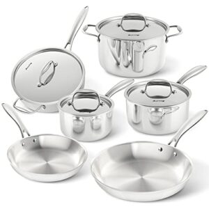 duxtop whole-clad tri-ply stainless steel induction cookware set, 10pc kitchen pots and pans set