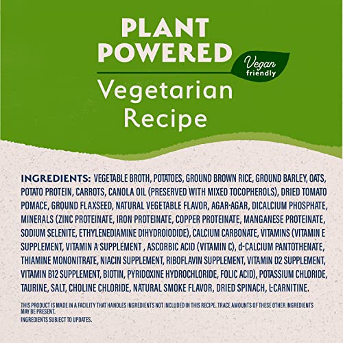 Natural Balance Limited Ingredient Adult Wet Canned Dog Food with Vegan Plant Based Protein and Healthy Grains, Vegetarian Recipe, 13 Ounce (Pack of 12)