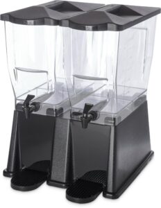 carlisle foodservice products trimline plastic economy double base beverage dispenser, 2 x 3.5 gallons, black