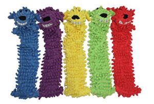 multipet's 18-inch floppy loofa light weight no stuffing dog toys, assorted colors
