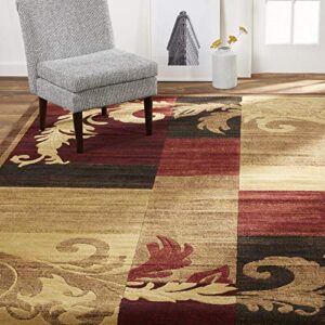 home dynamix catalina pierre contemporary scroll area rug, brown/red, 5'3"x7'2"