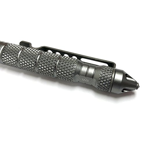 Uzi Tactical Pen UZI-TACPEN2-GM Aircraft Aluminum Tactical Pen Multi-Tool Survival Tool, Glassbreaker, Real Ballpoint Pen Miltary & Police EDC - Gun Metal