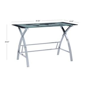 Powell World Map Printing Curved X-Sided Computer Desk, Chrome, 47-1/4" x 23-5/8" x 29-1/2" tall