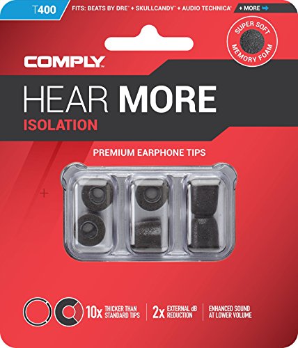 Comply Foam Premium Earphone Tips - Isolation T-400 (Red, 3 Pairs, Medium)