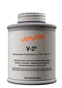 jet-lube v-2 - multipurpose | thread sealant | contaisn ptfe | military grade | food grade | automotive applications | eco-certified | water-resistant | 1/2 lb.