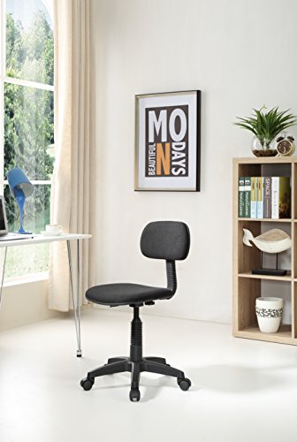 Hodedah Armless, Low-Back, Adjustable Height, Swiveling Task Chair with Padded Back and Seat in Black