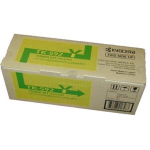 kyocera mita tk-592y 1t02kvaus0 fs-c2026 c2126 c2526 c5250 m6026 p6026 toner cartridge (yellow) in retail packaging