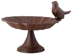 esschert design fb164 cast iron pedestal birdbath, small, antique brown