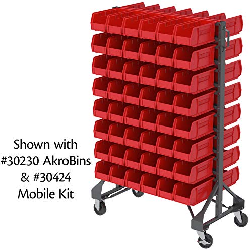 Akro-Mils 30016 Two Sided Steel Rail Hanging System Garage Organizer for Mounting AkroBin Storage Bins, (36-Inch W, 20-Inch D, 53-Inch H), Gray