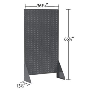 Akro-Mils 30661 Louvered Steel Single Sided Floor Rack Garage Organizer for Mounting AkroBin Storage Bins, (36-Inch L x 13-Inch W x 66-Inch H), Grey