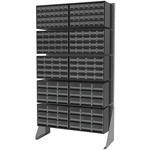 Akro-Mils 30661 Louvered Steel Single Sided Floor Rack Garage Organizer for Mounting AkroBin Storage Bins, (36-Inch L x 13-Inch W x 66-Inch H), Grey