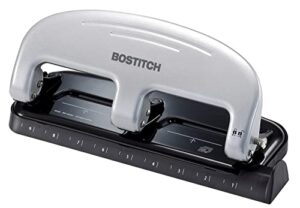 bostitch office ez squeeze 3-hole punch, 20 sheet capacity, reduced effort, no jam technology , silver
